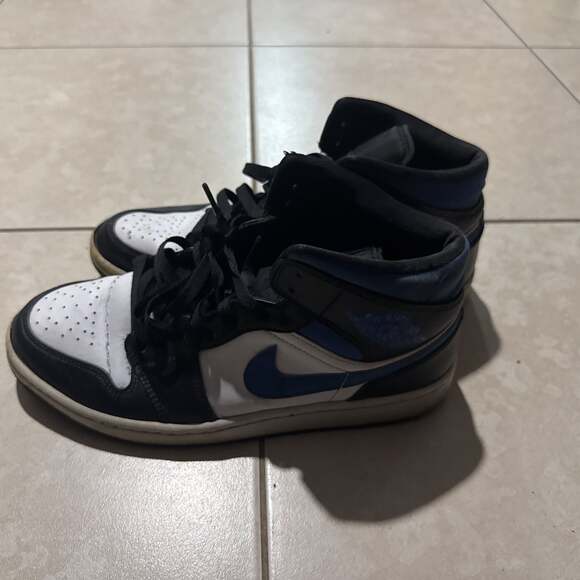 Air Jordan 1 Mid - Black and Dark Powder Blue Sneakers Men's Size 10